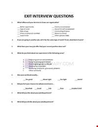 Exit Interview Format Template