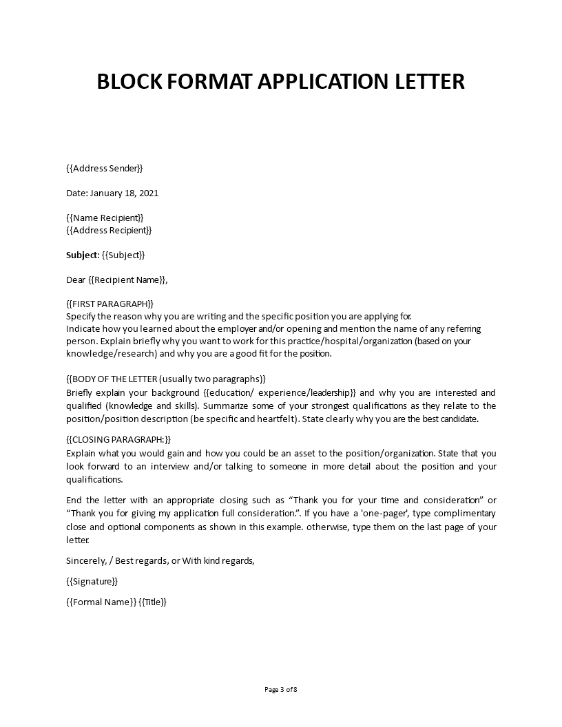 block format letter example