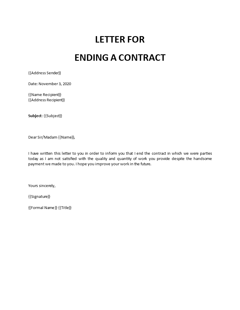 contract cancellation letter