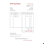 Offer Quotation - Get a Free Company Quotation Today | Please Total example document template