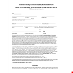 Extended Background Check Authorization Form example document template