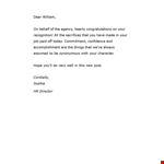 Promotion Letter on Behalf of William Hearty | Agency example document template