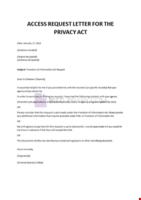 Access Request Letter for Privacy Act
