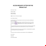 Access Request Letter for Privacy Act example document template 