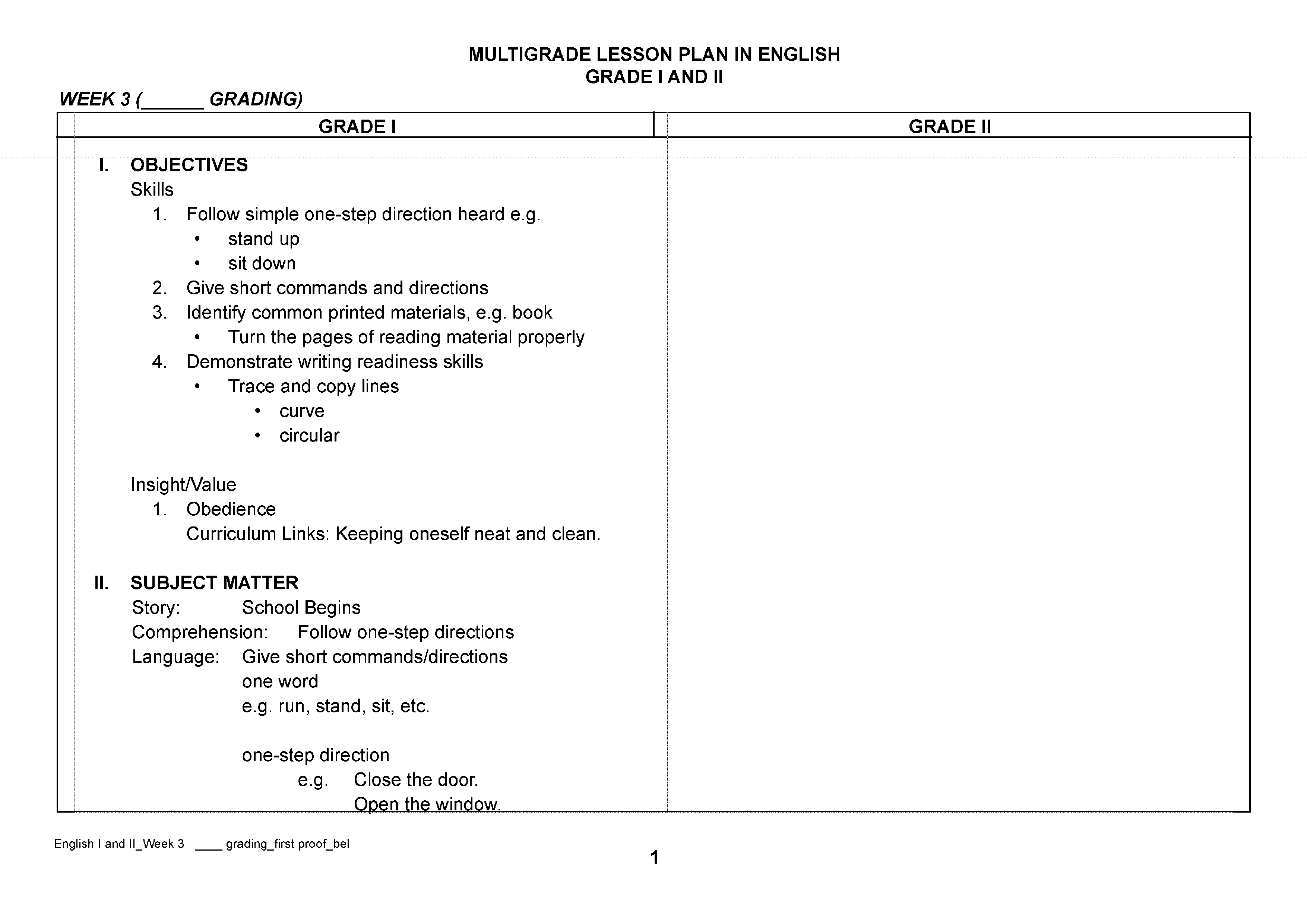 Multigrade Teaching Lesson Plan Template Comprehensive & EasytoUse