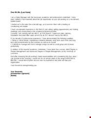 Professional Sales Cover Letter Experience Academic Credentials Professional Sales Cover Letter Experience Academic Credentials