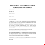 Auto Claim Adjuster Cover letter example document template