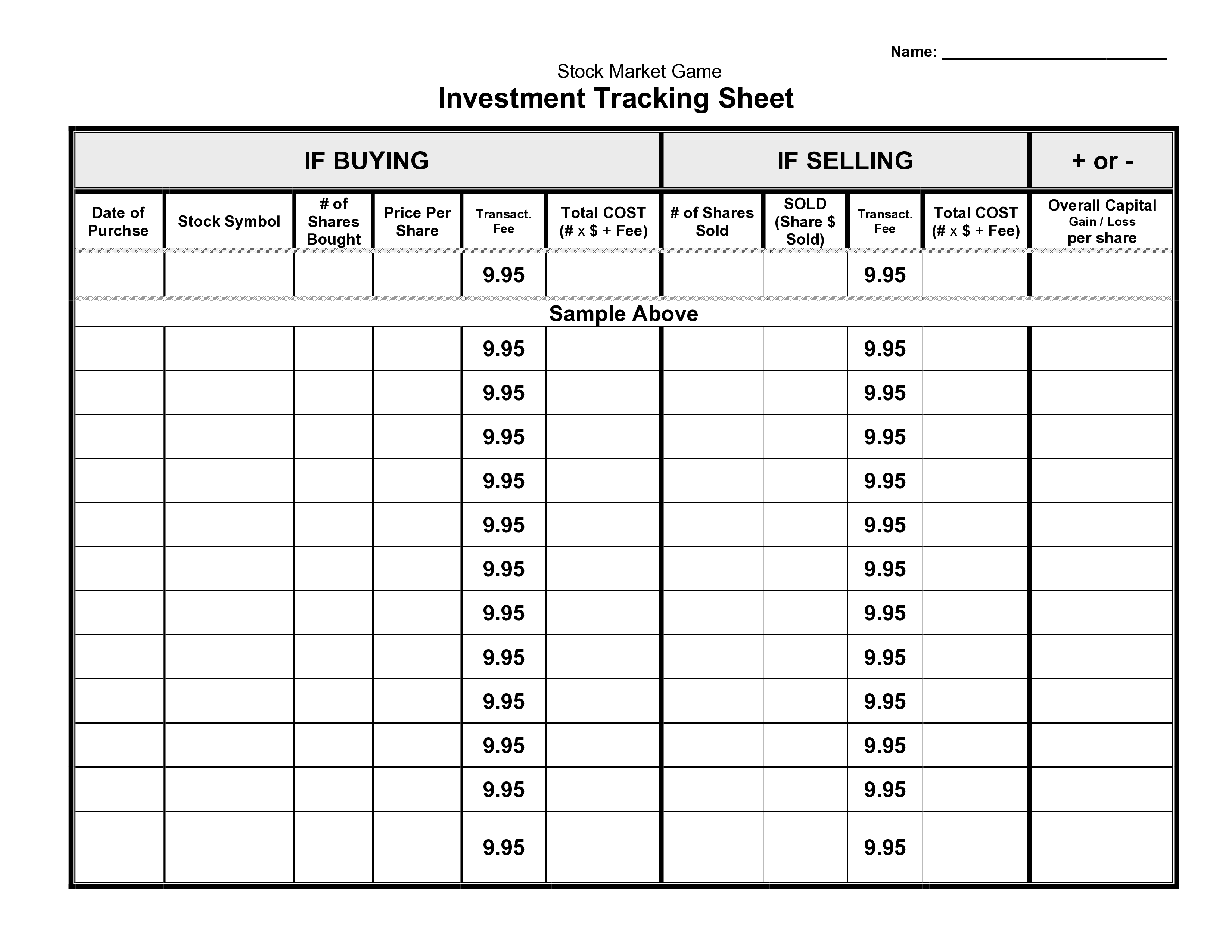 Tracking Sheet