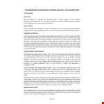 IT System Analyst Job Description example document template