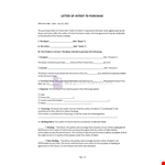 Letter of Intent to Purchase example document template