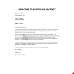 Posted Vacancy Response Cover Letter example document template