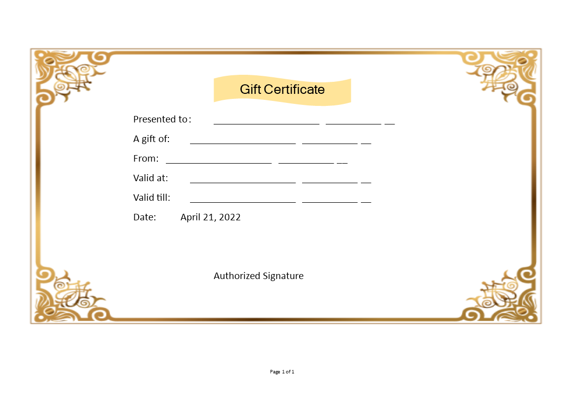 gift certificate word