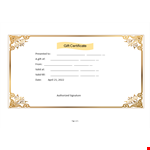 Gift Certificate Word example document template 