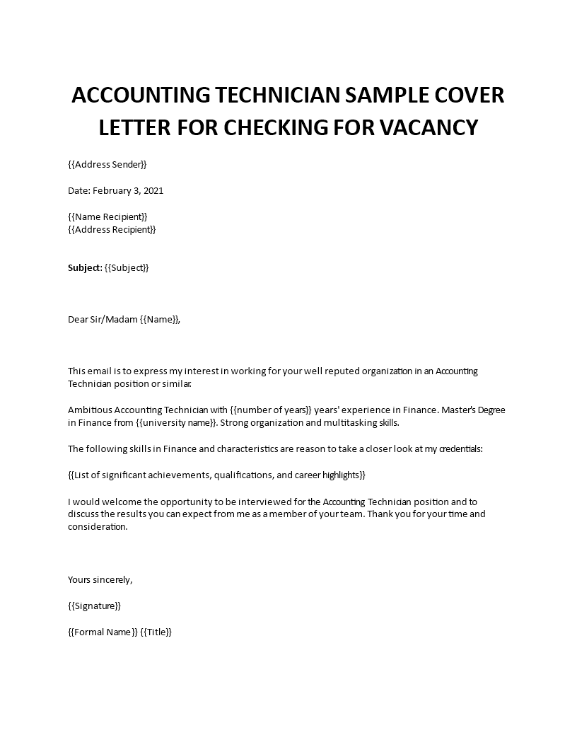 accounting technician cover letter no experience