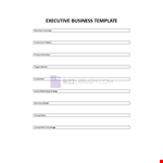 Executive Business Summary example document template