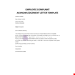 Employee Complaint Acknowledgement Letter Template example document template 