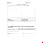 Certificate Of Conformance | Issue, Supplier, Number, Section | Applicable example document template