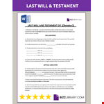 Template for Last Will and Testament example document template