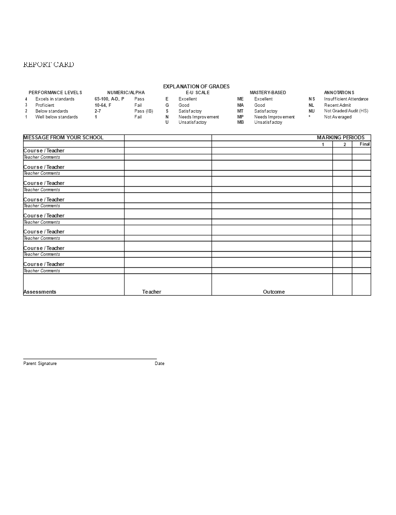Free Report Card Template For Teachers Easily Record Course Grades what-is-a-newspaper-report-definition