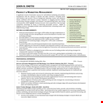 Marketing and Product Management Resume | Business Management | $1 Million Achievements example document template