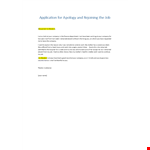 Application for Apology and Rejoining the Job example document template 