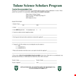 Teacher Recommendation Letter Template | Boost Your Student's Program Application at Tulane example document template