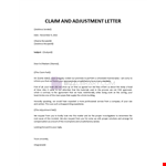 Claim and adjustment letter example document template