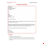 Simple Resignation Letter example document template