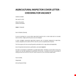 Application letter for Agriculture Inspector example document template