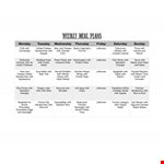 Weekly Meal Calendar example document template
