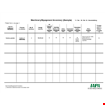 Equipment Inventory List Template example document template
