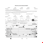 Elementary School Calendar example document template 