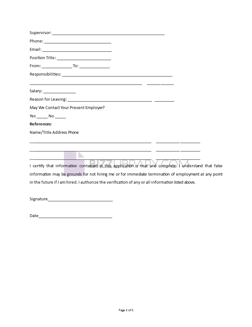 job application form sample