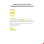 Declining a job offer example document template 