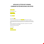 Declining a job offer example document template