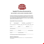 Printable Warehouse Job Application Template for State with Spaghetti example document template