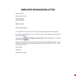 Employee Resignation Letter example document template