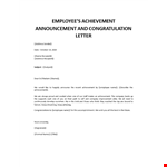 Employee achievement congratulation letter example document template
