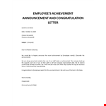 Employee achievement congratulation letter example document template 