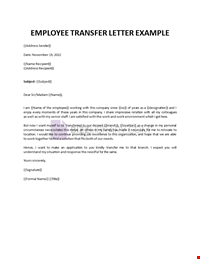 Employee Transfer Letter Example