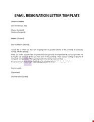Email Resignation Letter Template Email Resignation Letter Template