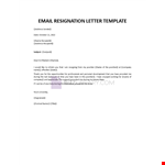 Email Resignation Letter Template example document template