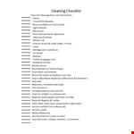 Cleaning Checklist Printable example document template
