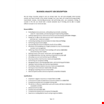 Business Analyst Job Description example document template