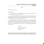Termination Of Representation Letter example document template 