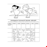 Homework Calendar example document template