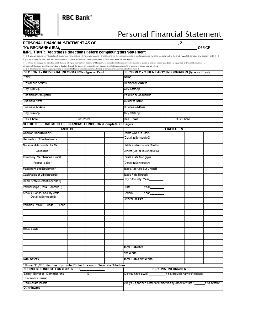 Free Personal Financial Statement Template Manage Your Credit free-personal-financial-statement-template-manage-your-credit