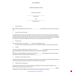Loan Agreement Template - Create a Binding Contract for Borrower and Lender with Interest and Shall example document template