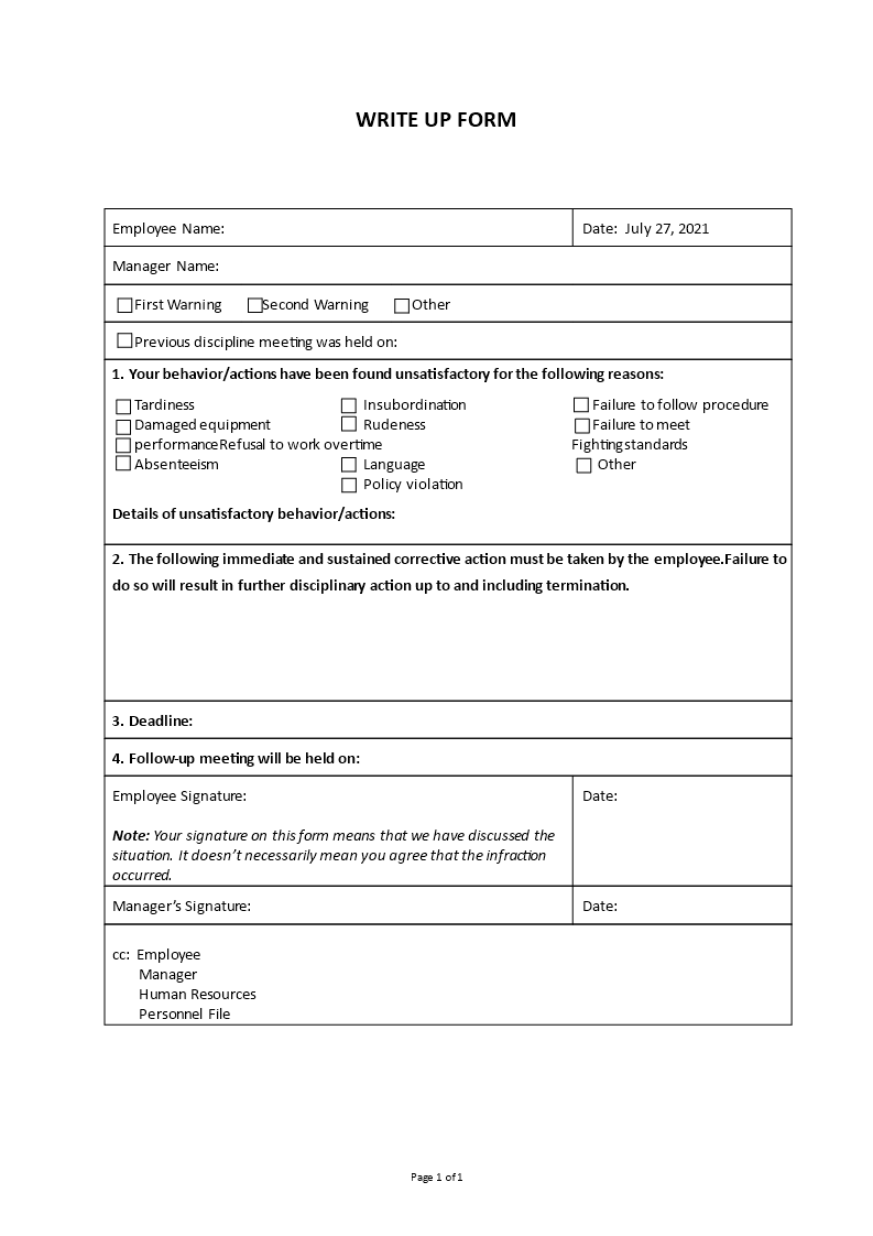 write up form template