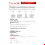 Retail Manager Resume Template example document template